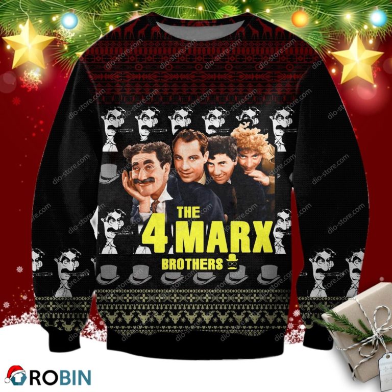The 4 Marx Brothers 3d Print Ugly Christmas Sweater, Sweatshirt