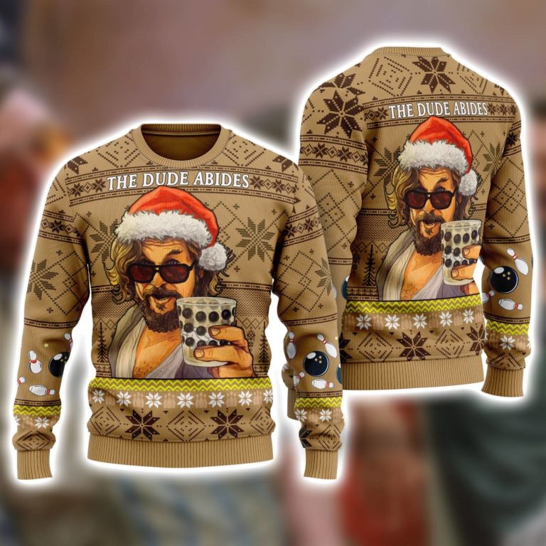 The Big Lebowski The Dude Abides Ugly Christmas Sweatshirt