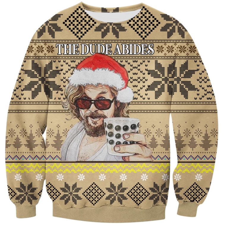 The Dude Abides Print Ugly Christmas Sweatshirt
