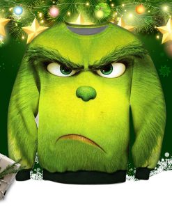 The Grinch Face 3d Print Ugly Christmas Sweater, Sweatshirt
