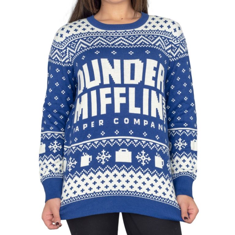 The Office Dunder Mifflin Blue Ugly Christmas Sweater, Sweatshirt