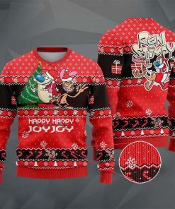 The Ren and Stimpy Happy Joyjoy Ugly Christmas Sweater RBSWEATSHIRT511 The Ren and Stimpy Happy Joyjoy Ugly Christmas Sweater RBSWEATSHIRT511
