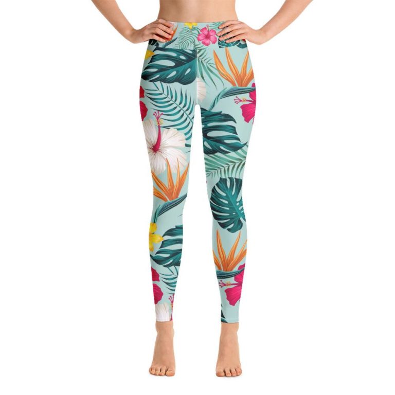 Tropical Flower High Waisted Leggings