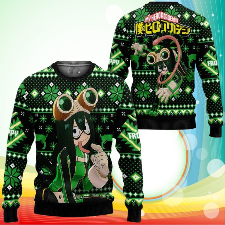 Tsuyu Asui Ugly Christmas Sweater Anime My Hero Academia Xmas Gifts