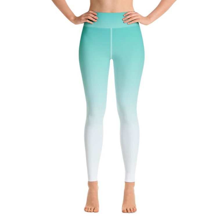 Turquoise Blue Gradient High Waisted Leggings
