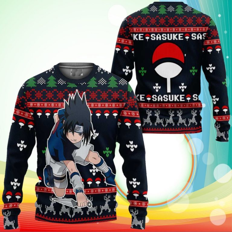 Uchiha Sasuke Christmas Sweater Naruto Anime Xmas Gifts