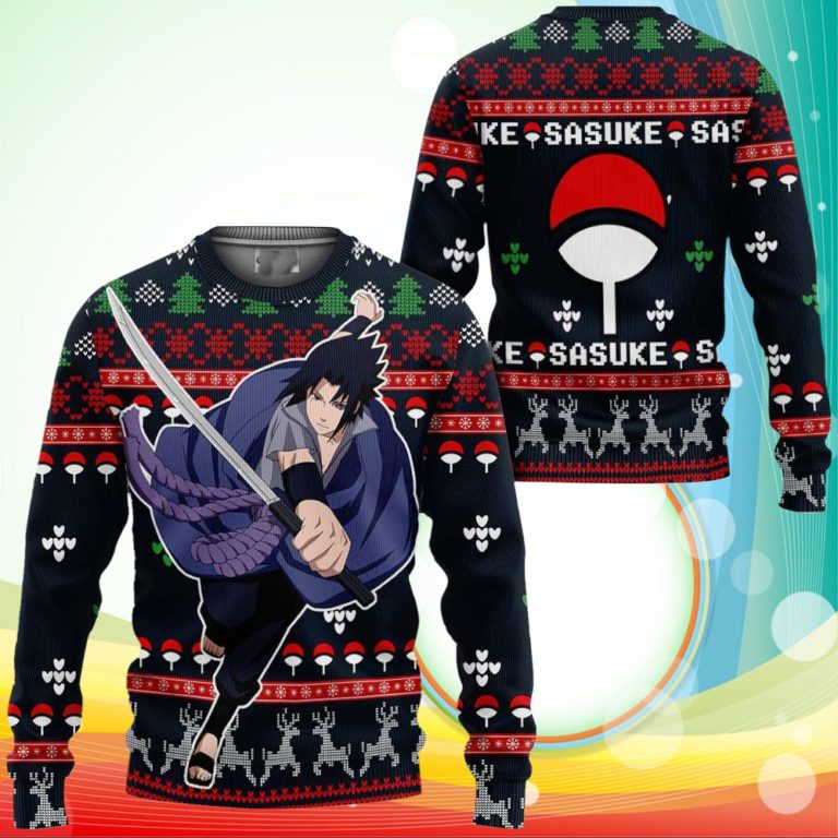 Uchiha Sasuke Ugly Christmas Sweater Naruto Anime Xmas Gifts
