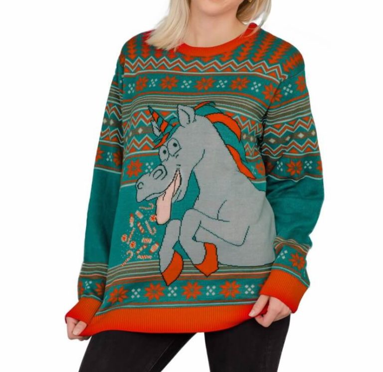 Unicorn Candy Canes And Star Dust Ugly Christmas Sweater, Sweatshirt
