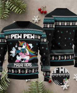 Unicorn Pew Pew Christmas Ugly Sweater