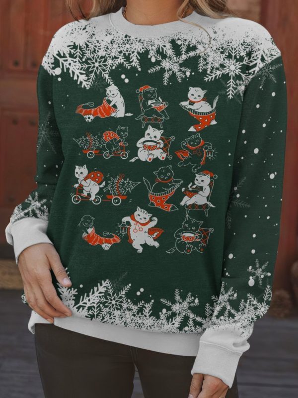Vintage Christmas Cats Sweathirt All Over Print Sweatshirt