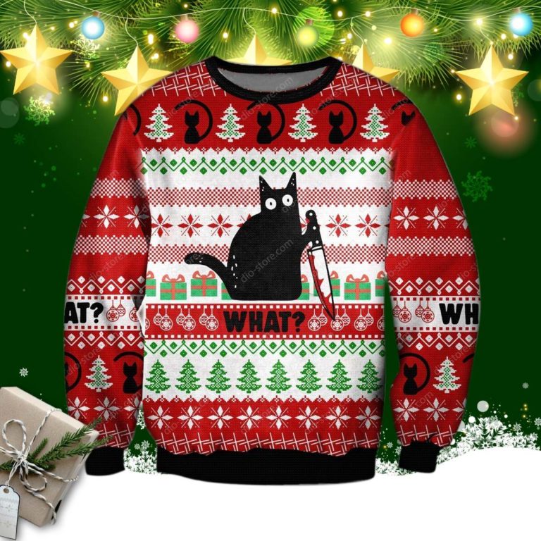What Black Cat Ugly Christmas Sweatshirt, Sweater