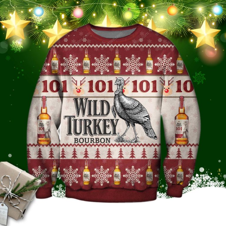 Wild Turkey Bourbon Whiskey Christmas Ugly Sweatshirt