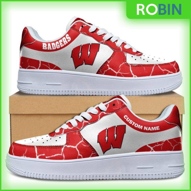 Custom Name Wisconsin Badgers NCAA Custom AF1 Sneakes