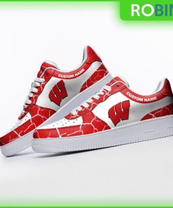 Custom Name Wisconsin Badgers NCAA Custom AF1 Sneakes
