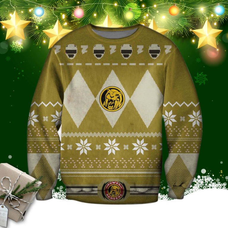 Yellow Power Rangers Film Knitting Pattern 3d Print Ugly Sweater