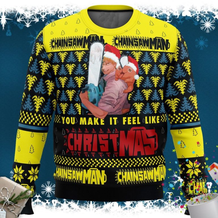 You Make It Fell Like Christmas Chainsaw Man Ugly Christmas Sweater