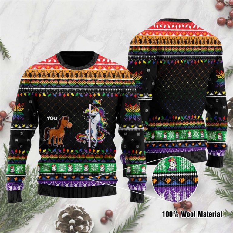 You Me Horse And Unicorn Ugly Sweater For LGBT Community On Christmas Days