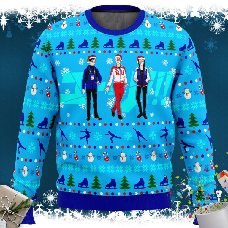 Yuri on Ice The Top 3 Ice Skaters Ugly Christmas Sweater