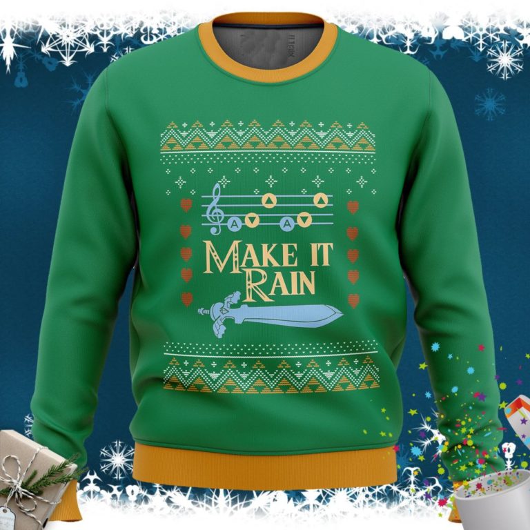 Zelda Make it Rain Ugly Christmas Sweater