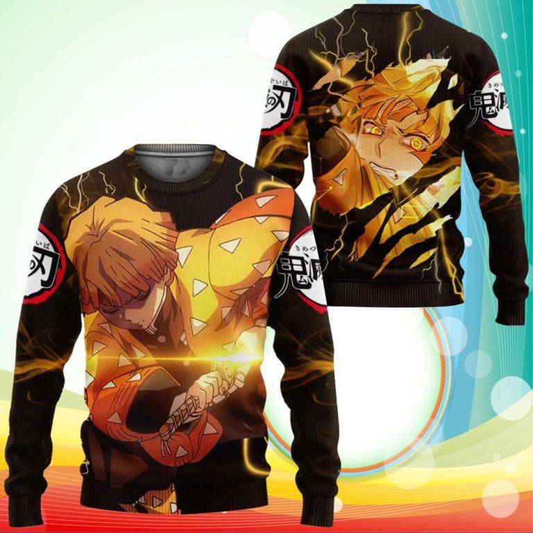 Zenitsu Agatsuma Sweatshirt Demon Slayer Anime 3D Printed Sweaters