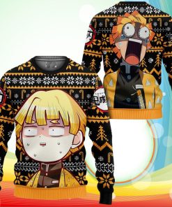 Zenitsu Ugly Christmas Sweater Anime Demon Slayer Xmas Gifts For Fan