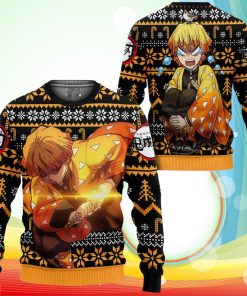 Zenitsu Ugly Christmas Sweater Anime Demon Slayer Xmas Gifts