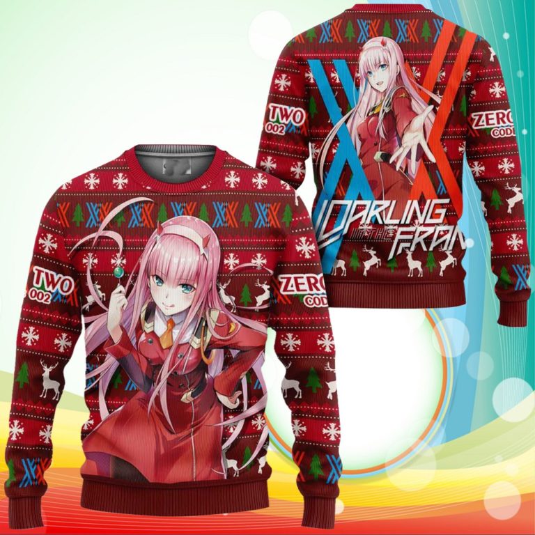 Zero Two Code 002 Ugly Christmas Sweater Anime Darling In The Franxx Xmas Gifts