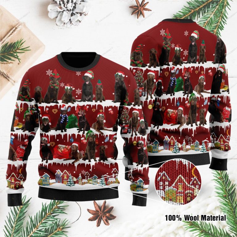 Chocolate Labrador Retriever Ugly Christmas Sweater For Chocolate Labrador Retriever Lovers On National Ugly Sweater
