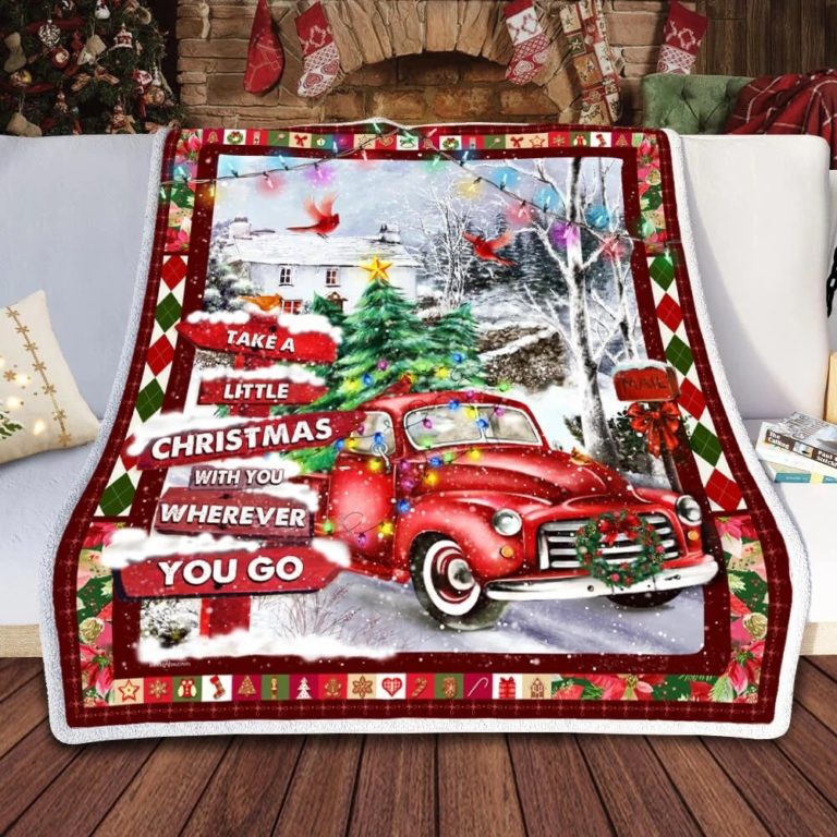 A Little Christmas With You Red Truck Fleece Blanket