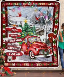 A Little Christmas With You Red Truck Fleece Blanket A Little Christmas With You Red Truck Fleece Blanket
