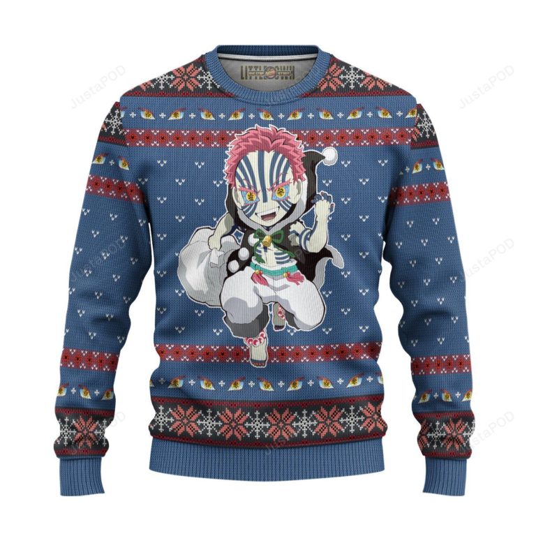Akaza Demon Slayer Anime Ugly Christmas Sweater