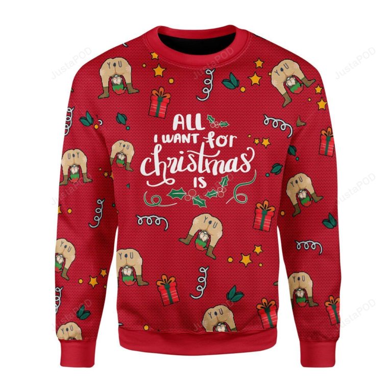 All I Want For Christmas Is You Elf Butt For Unisex Ugly Christmas Sweater