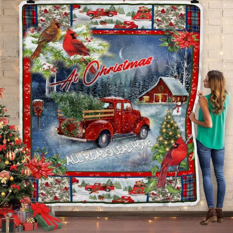 At Christmas All Roads Lead Home Fleece Blanket