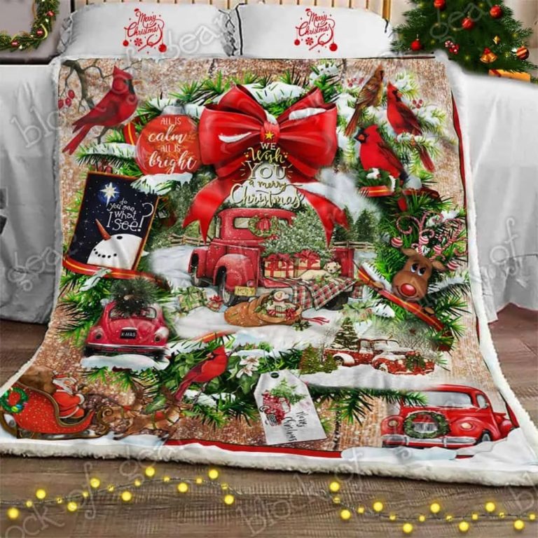 Beautiful Christmas Wreath Fleece Blanket