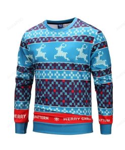 Blue Christmas Snowflake Deer Ugly Christmas Sweater