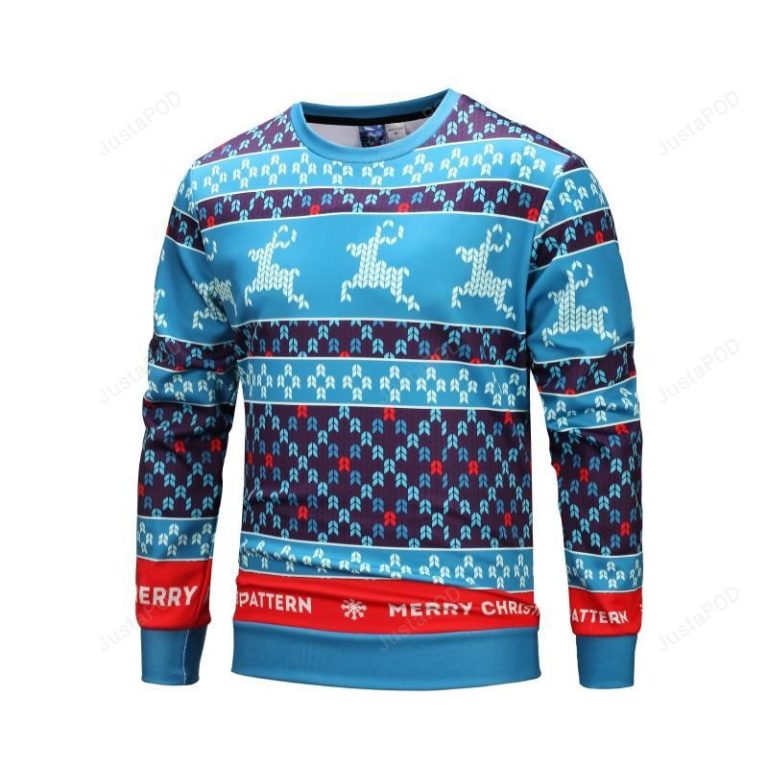 Blue Christmas Snowflake Deer Ugly Christmas Sweater