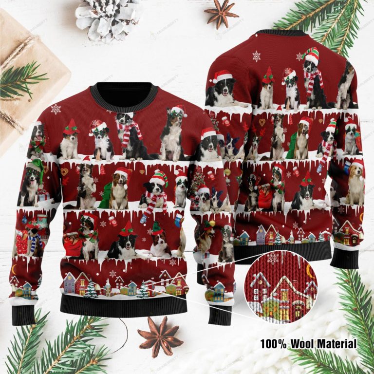 Border Collie Ugly Christmas Sweater For Border Collie Lovers On National Ugly Sweater