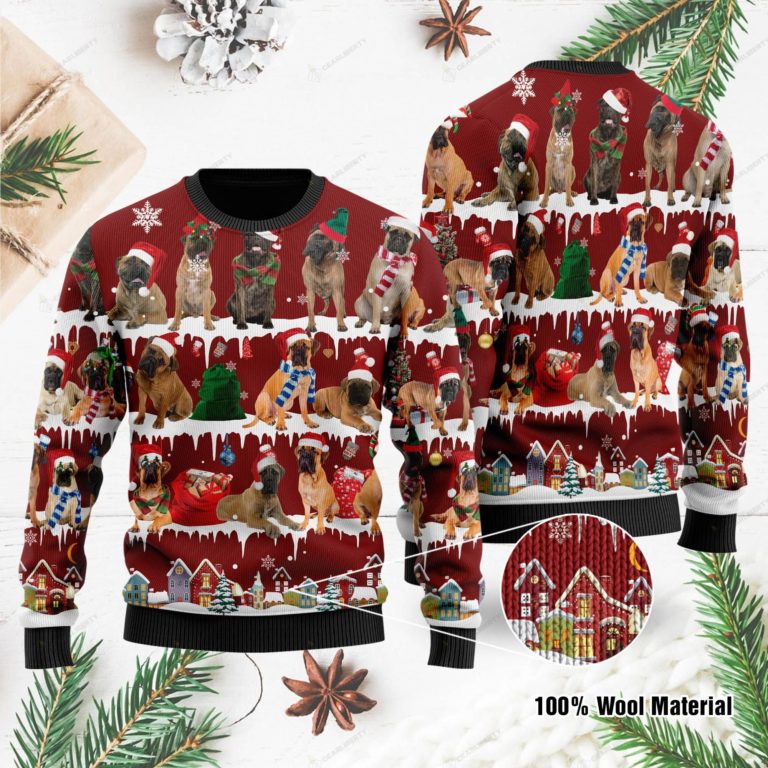 Bullmastiff Ugly Christmas Sweater For Bullmastiff Lovers On National Ugly Sweater