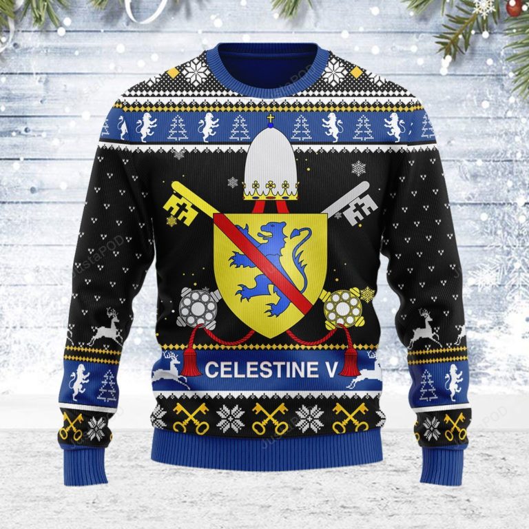 Celestine V Coat Of Arms For Unisex Ugly Christmas Sweater