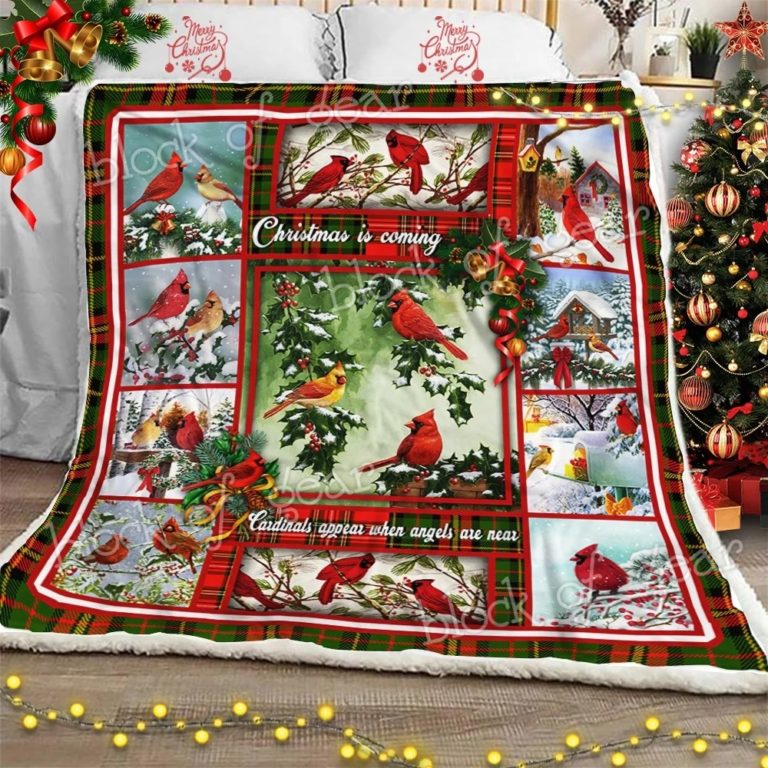 Christmas Cardinals Bird Fleece Blanket