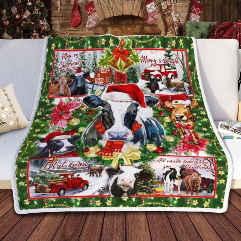 Christmas Cattle Fleece Blanket