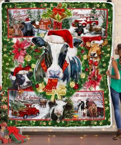 Christmas Cattle Fleece Blanket Christmas Cattle Fleece Blanket
