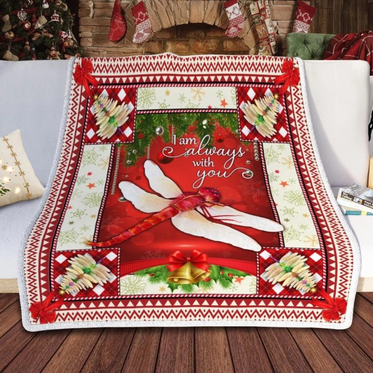 Christmas Dragonfly – I Am Always With You Fleece Blanket