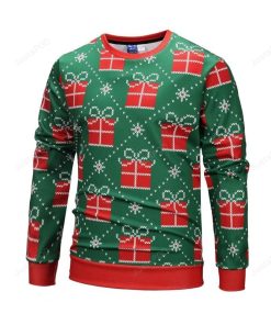 Christmas Gift Striped Pattern Icon Green Ugly Christmas Sweater