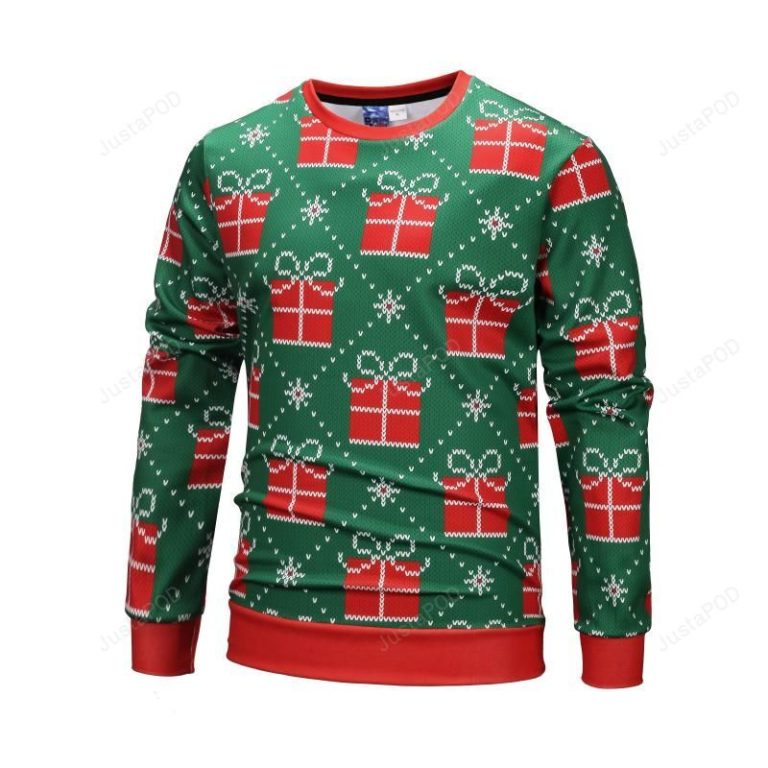 Christmas Gift Striped Pattern Icon Green Ugly Christmas Sweater