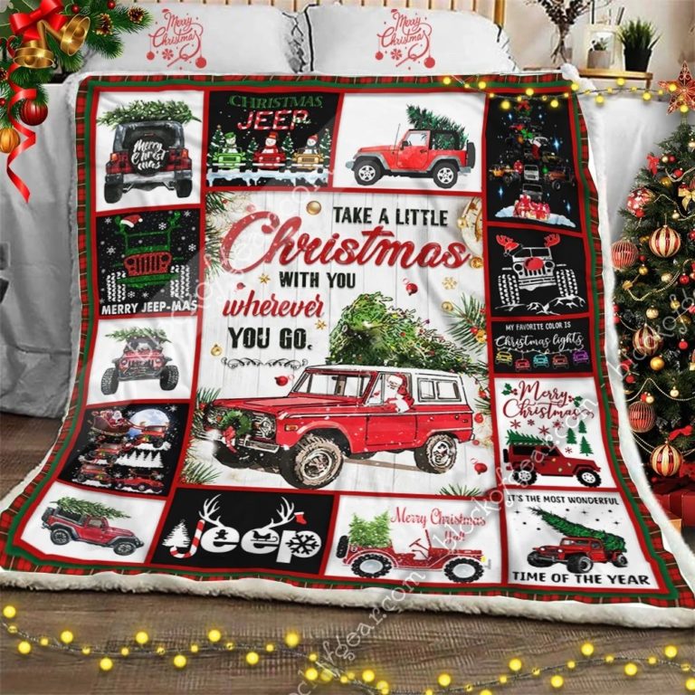 Christmas Jeep Fleece Blanket
