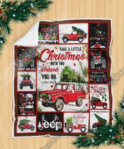 Christmas Jeep Fleece Blanket Christmas Jeep Fleece Blanket