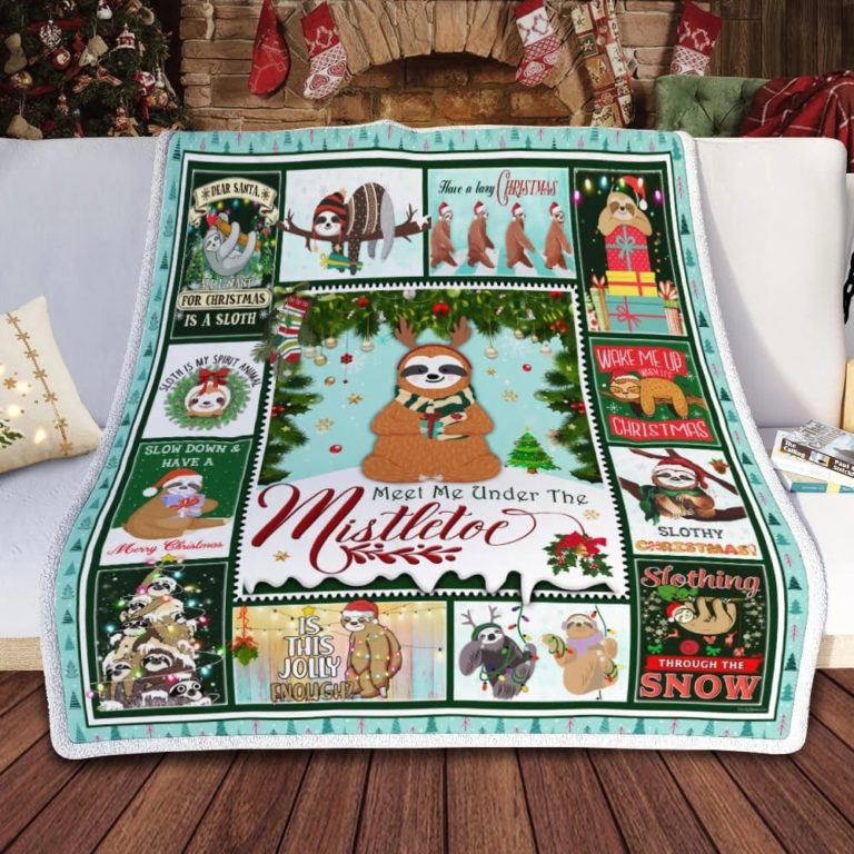 Christmas Sloth Fleece Blanket