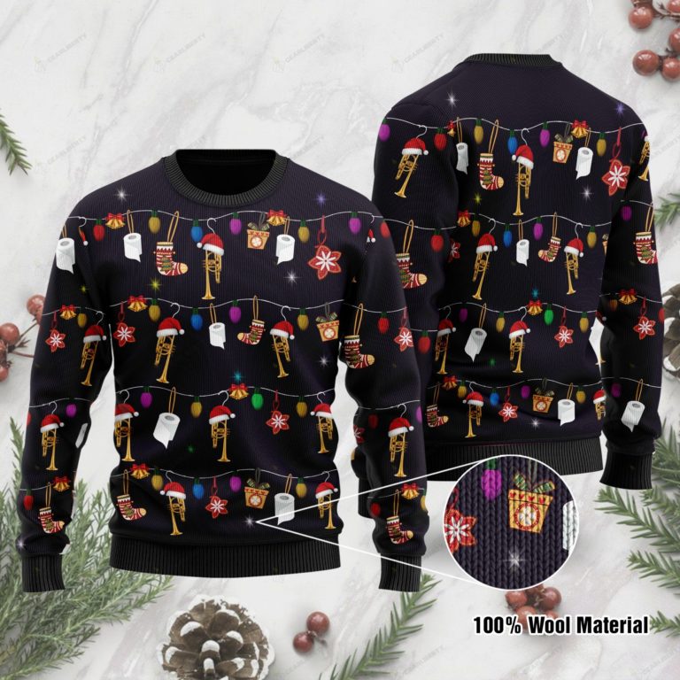 Christmas Trumpet Ugly Sweater For Trumpet Lovers On Christmas Days