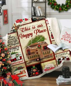 Christmas Vintage Camper Fleece Blanket